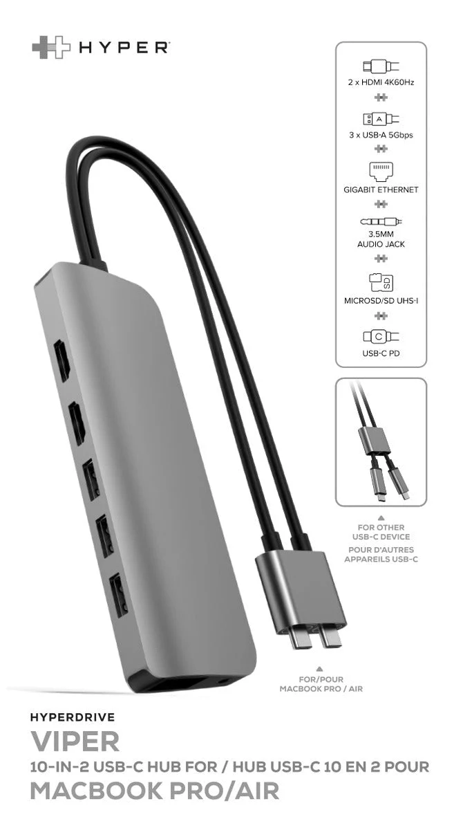 HyperDrive VIPER 10-in-2 USB-C Hub - Grey - Image 12