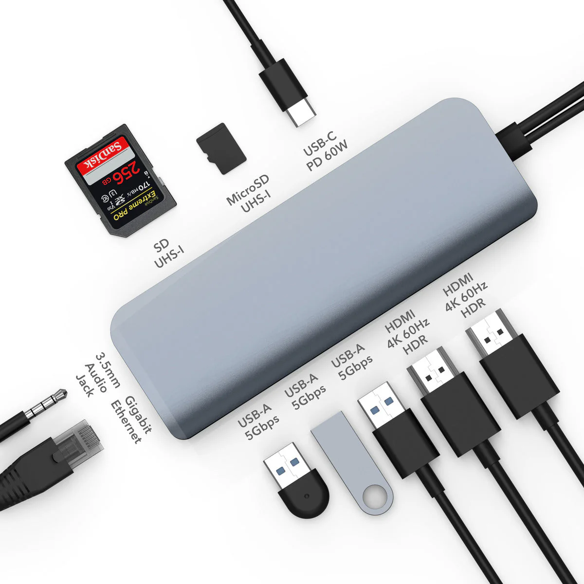 HyperDrive VIPER 10-in-2 USB-C Hub - Grey - Image 6