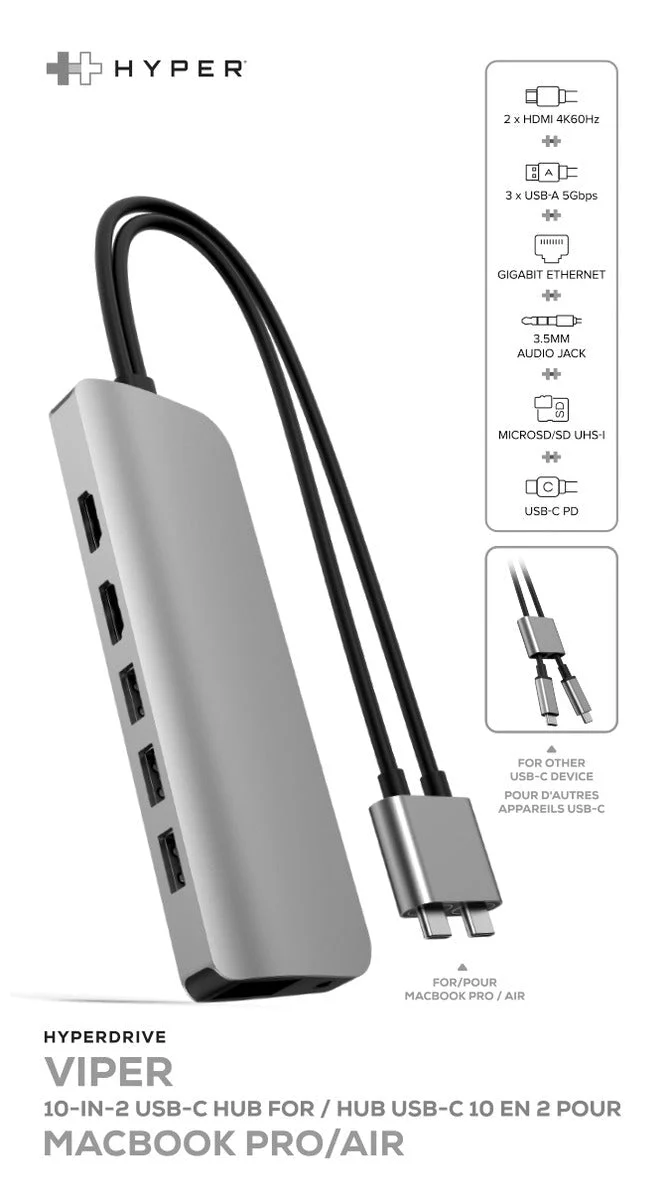 HyperDrive VIPER 10-in-2 USB-C Hub - Silver - Image 8