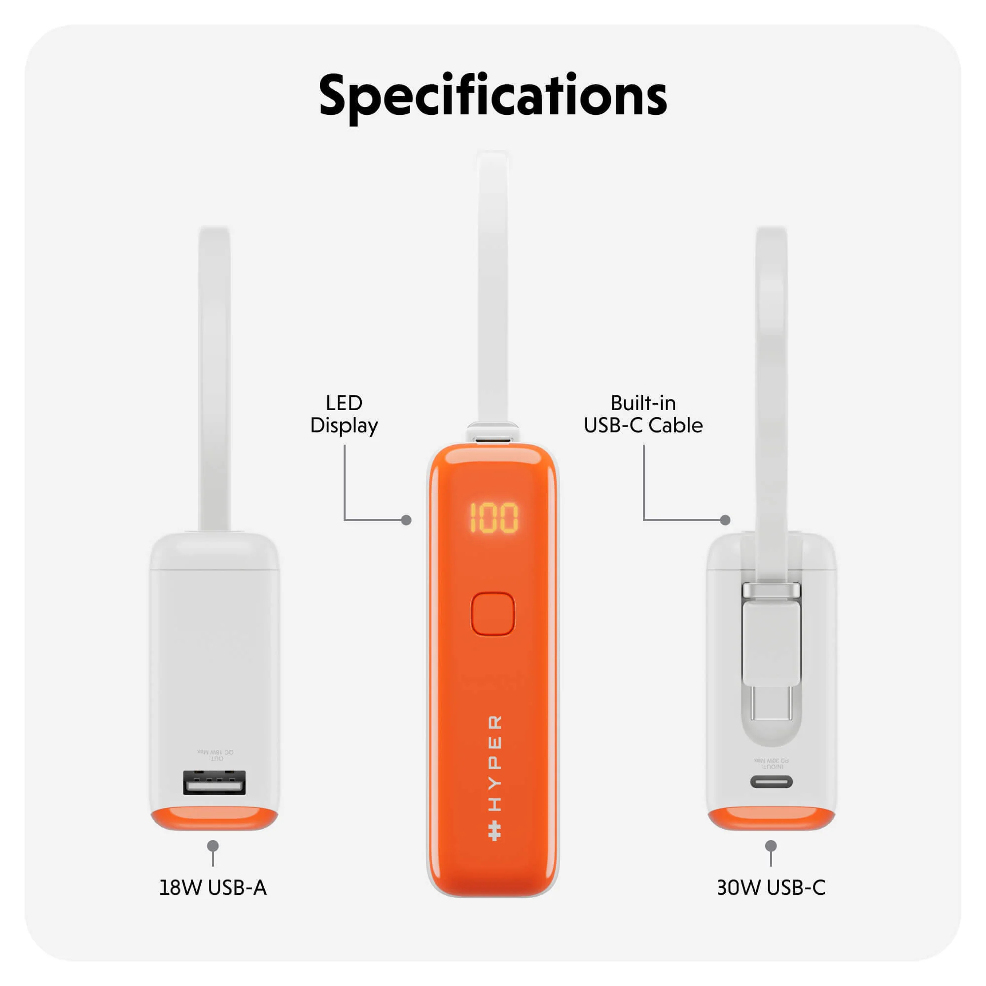 HyperJuice Flex 10K 30W Power Bank - Orange - Image 9